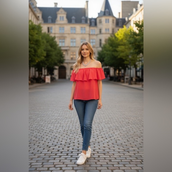 Michael Michael Kors Off-Shoulder Ruffle Top -Size M NEW - Picture 1 of 7